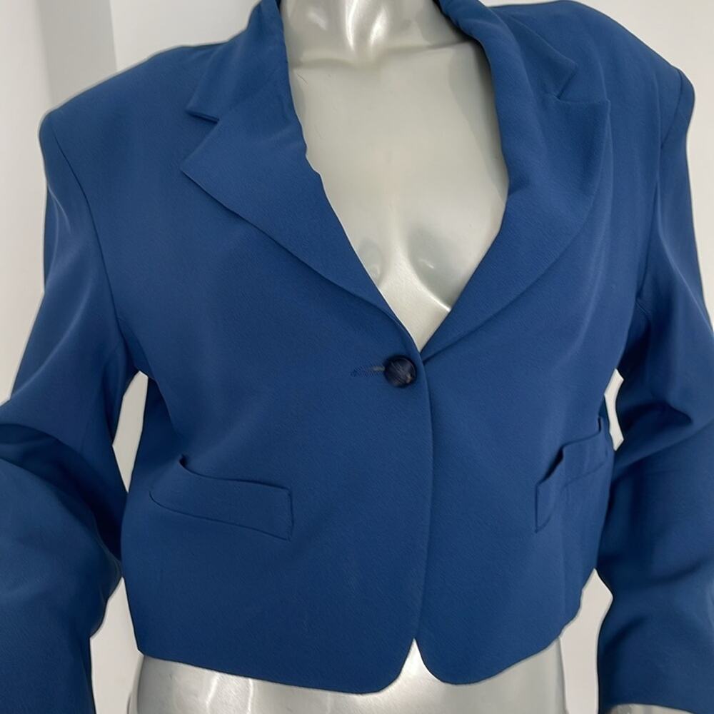 Vertigo Pour La Ville Blue Lace-up Back Cropped Jacket Size L - Picture 2 of 10